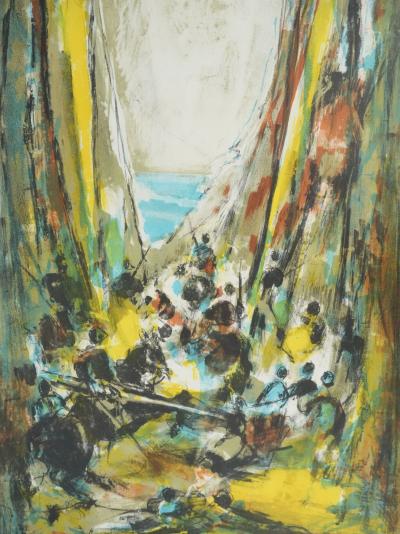 Marcel MOULY : Combat dans la brèche, Lithographie originale signée 2
