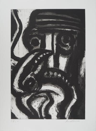 Bengt LINDSTROM : L'oiseau et le Chamane, Gravure originale signée 2