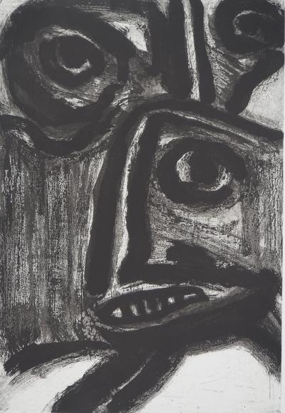 Bengt LINDSTROM : Créature Chamanique, Gravure originale signée 2