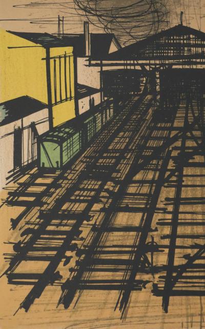 Bernard BUFFET : Paris, La gare Saint Lazare, Lithographie originale signée 2