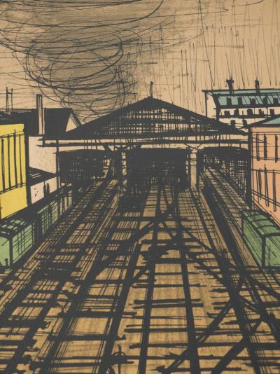 Bernard BUFFET : Paris, La gare Saint Lazare, Lithographie originale signée 2