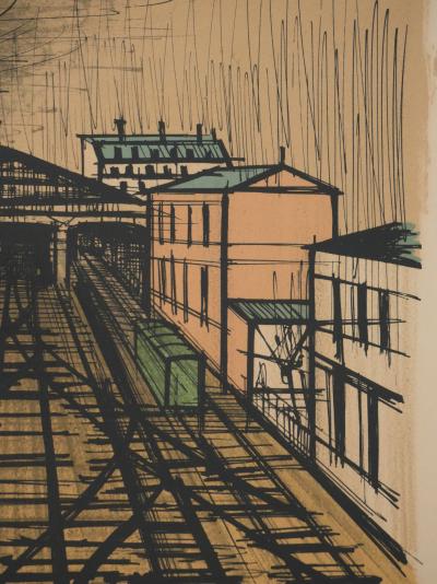 Bernard BUFFET : Paris, La gare Saint Lazare, Lithographie originale signée 2