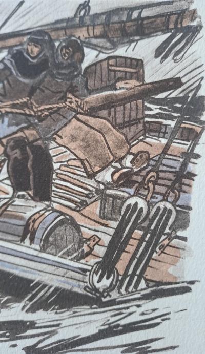 Mathurin Méheut (d’après) - Marins sur le pont - Phototypie, coloris aux pochoirs de Beaufumé 2