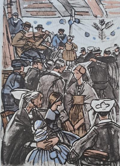 Mathurin Méheut (d’après) - Bal à Paimpol - Phototypie, coloris aux pochoirs de Beaufumé 2