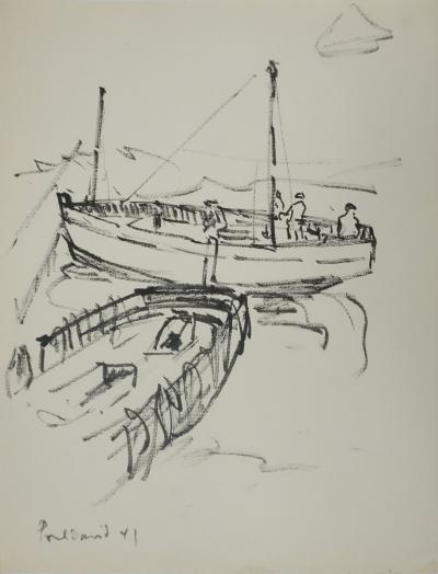 Claude BILS: Man with a Cane, Original Drawing 2