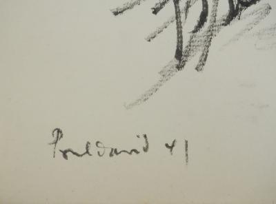 Claude BILS: Man with a Cane, Original Drawing 2