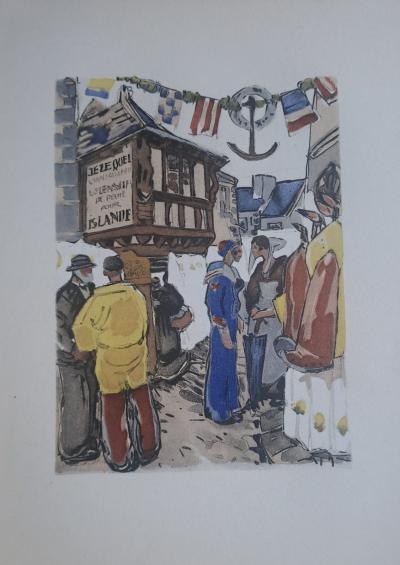Mathurin Méheut (after) - Fishing Tackle Shop - Phototype, stencil coloring by Beaufumé 2