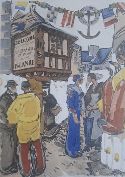 Mathurin Méheut (after) - Fishing Tackle Shop - Phototype, stencil coloring by Beaufumé 2