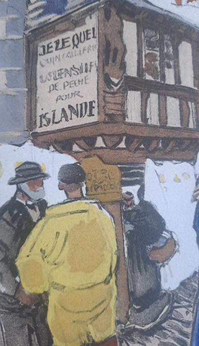 Mathurin Méheut (after) - Fishing Tackle Shop - Phototype, stencil coloring by Beaufumé 2