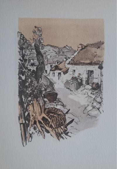 Mathurin Méheut (d’après) - La chaumière des Moan - Phototypie, coloris aux pochoirs de Beaufumé 2