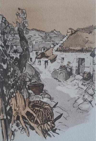 Mathurin Méheut (d’après) - La chaumière des Moan - Phototypie, coloris aux pochoirs de Beaufumé 2