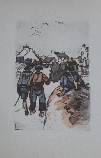 Mathurin Méheut (d’après) - Sur la route de Ploubazlanec - Phototypie, coloris aux pochoirs de Beaufumé 2