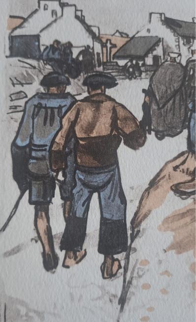 Mathurin Méheut (d’après) - Sur la route de Ploubazlanec - Phototypie, coloris aux pochoirs de Beaufumé 2