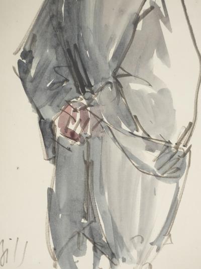 Claude BILS : Homme de dos, Dessin original signé 2