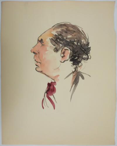 Claude BILS : L'homme au nœud rouge, Dessin original 2