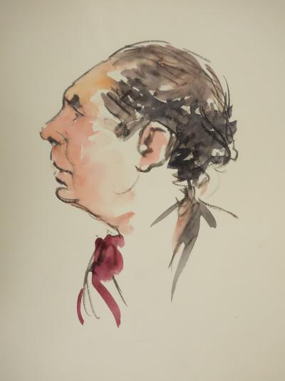 Claude BILS : L'homme au nœud rouge, Dessin original 2