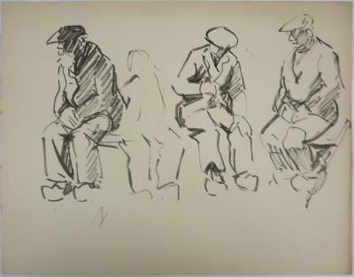 Claude BILS: On the construction site, Original signed drawing 2