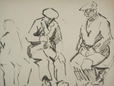 Claude BILS: On the construction site, Original signed drawing 2