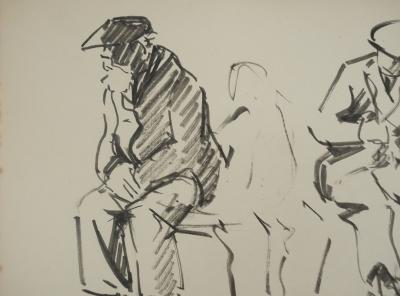Claude BILS: On the construction site, Original signed drawing 2