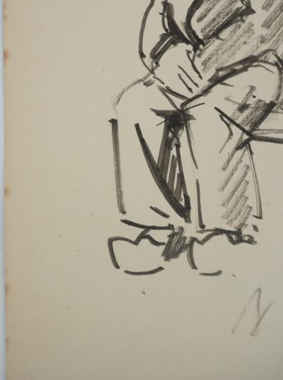 Claude BILS: On the construction site, Original signed drawing 2