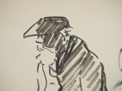 Claude BILS: On the construction site, Original signed drawing 2