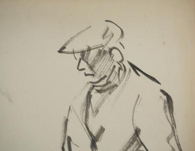 Claude BILS: On the construction site, Original signed drawing 2