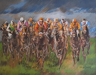 Guy Buffet - Course à Longchamp - Lithographie originale signée 2