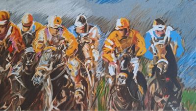 Guy Buffet - Course à Longchamp - Lithographie originale signée 2