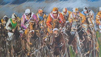 Guy Buffet - Course à Longchamp - Lithographie originale signée 2