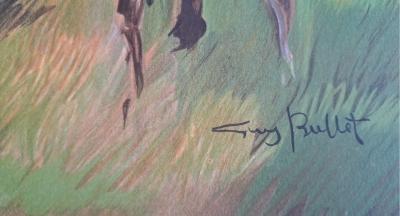 Guy Buffet - Course à Longchamp - Lithographie originale signée 2
