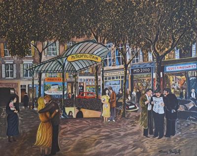 Guy Buffet - Métro Abbesses à Paris - Lithographie originale signée 2