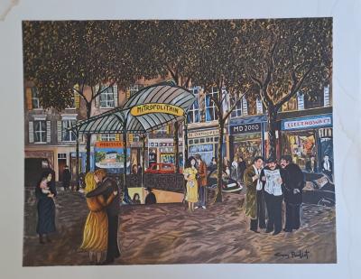Guy Buffet - Métro Abbesses à Paris - Lithographie originale signée 2