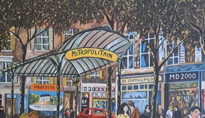 Guy Buffet - Métro Abbesses à Paris - Lithographie originale signée 2
