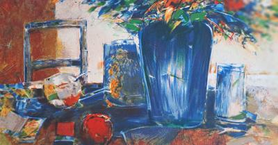 François d’Izarny - Nature morte au bouquet flamboyant - Lithographie originale signée 2
