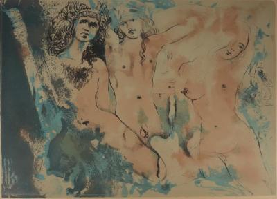 Salvador DALI : Trois Hippies, Lithographie originale signée 2