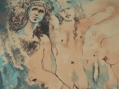 Salvador DALI : Trois Hippies, Lithographie originale signée 2