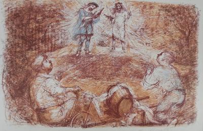 Lucien Philippe Moretti - Le braconnier de Dieu 8, circa 1977 - Lithographie originale signée 2