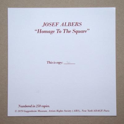 Josef ALBERS (d'après) - Hommage à la place, 1979 - Sérigraphie en édition limitée numérotée 2