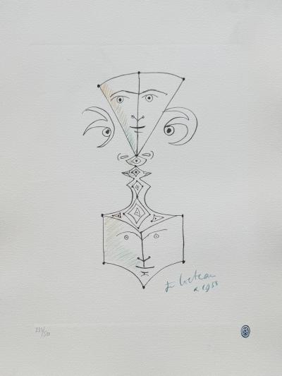 Jean COCTEAU - Visages - Lithographie signée dans la planche 2