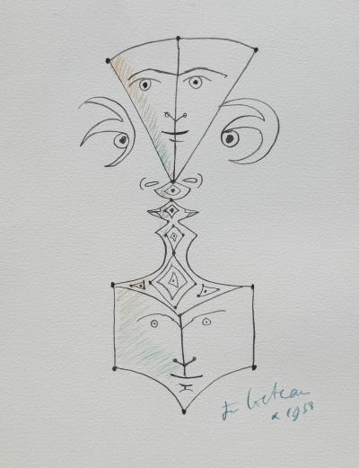 Jean COCTEAU - Visages - Lithographie signée dans la planche 2