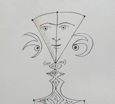 Jean COCTEAU - Visages - Lithographie signée dans la planche 2
