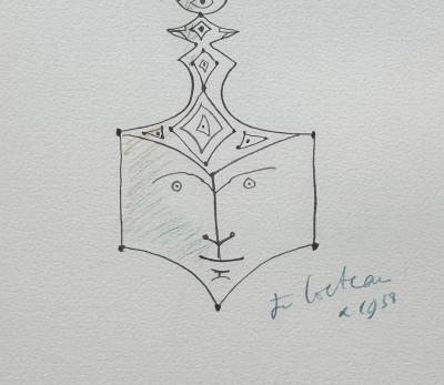 Jean COCTEAU - Visages - Lithographie signée dans la planche 2