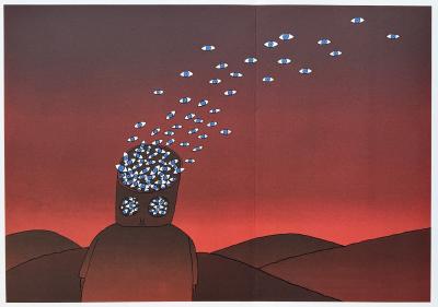 Jean Michel FOLON - Homme cosmique - sérigraphie 1975 2
