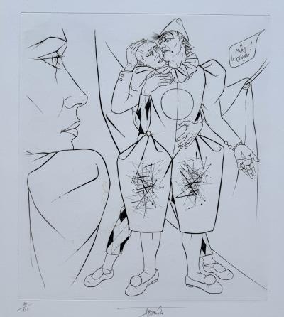 Pierre Yves TREMOIS - Le clown - Gravure originale signée et numérotée 2