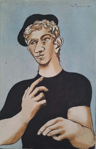 Roger de la FRESNAYE (d’après) - Jeune homme au béret, 1927 - Lithographie signée 2