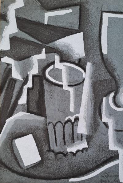 Roger de la FRESNAYE (d’après) - Nature morte au verre, 1927 - Lithographie signée 2