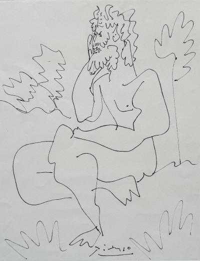 Pablo PICASSO - Homme pensif, 1954 - Gravure originale signée dans la planche 2
