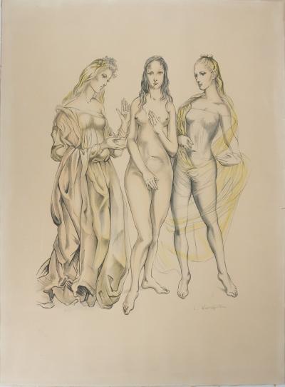 Léonard Tsuguharu FOUJITA : Les trois grâces, Lithographie originale signée 2