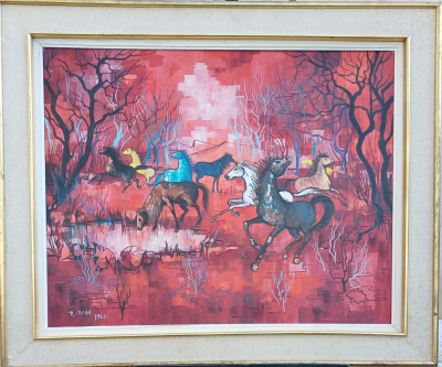 Roland IROLLA  - Chevaux sauvages, 1960 - Huile sur toile 2