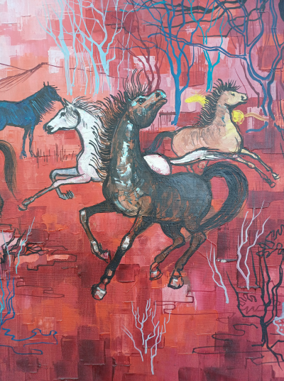 Roland IROLLA  - Chevaux sauvages, 1960 - Huile sur toile 2